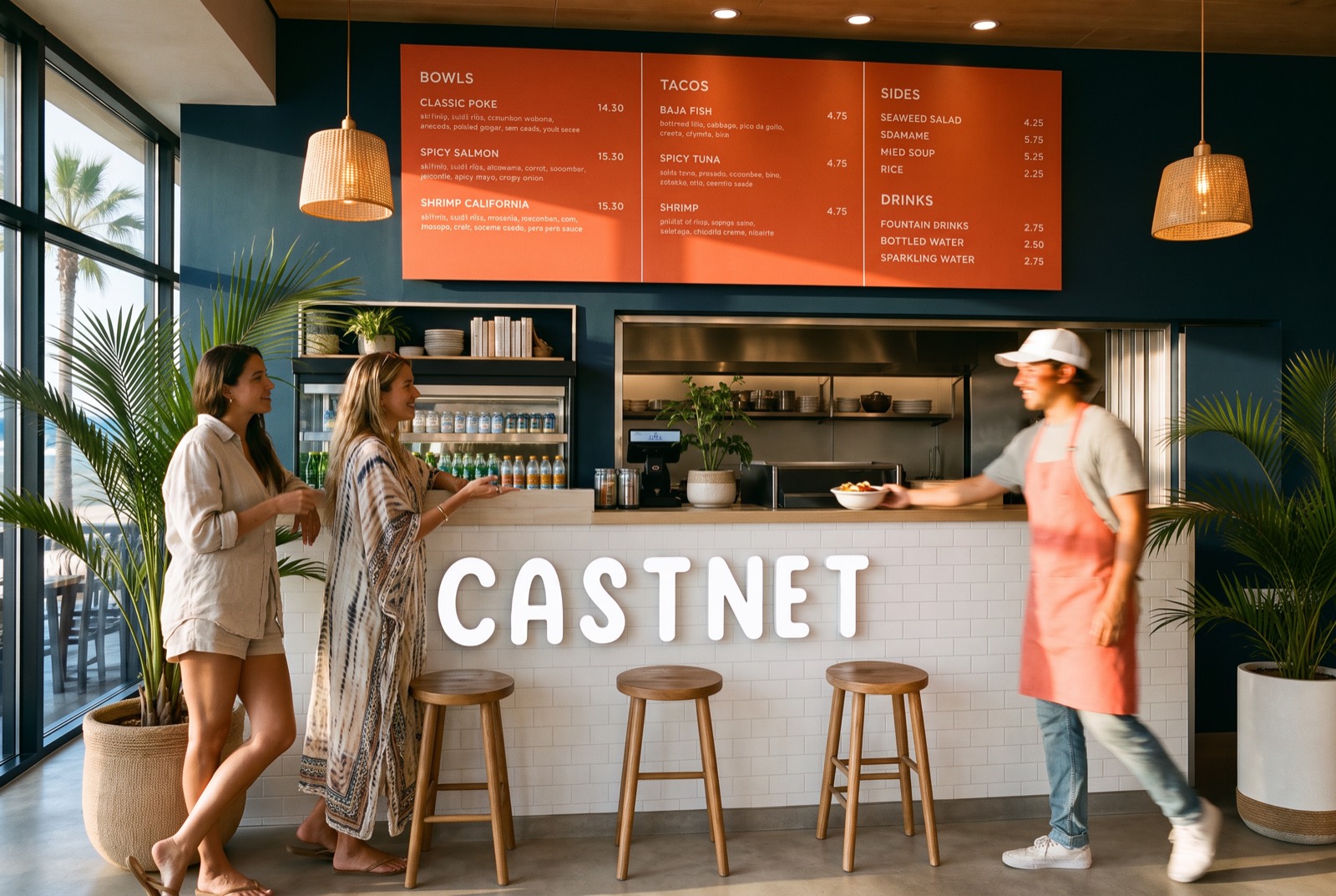 Friends ordering at the Castnet counter